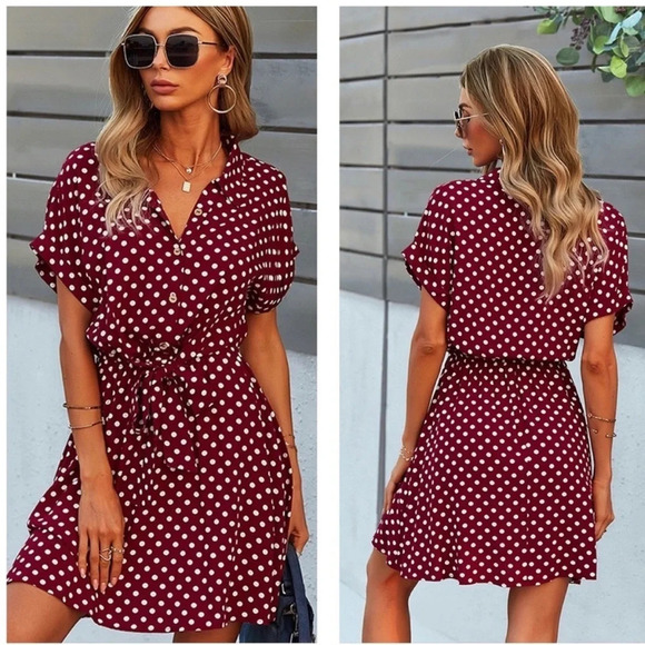 Boutique Dresses & Skirts - Bohemian Red Polkadot Mini Dress​